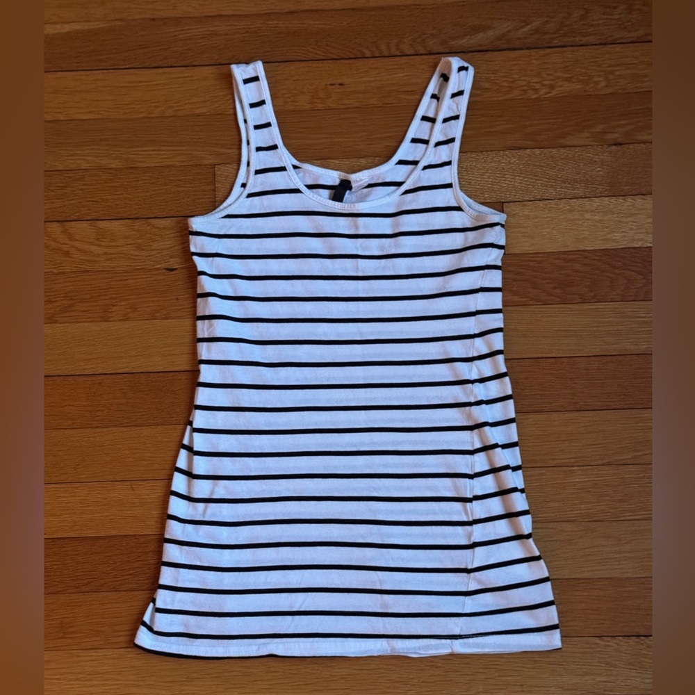 H&M White and Black Striped Tank Top